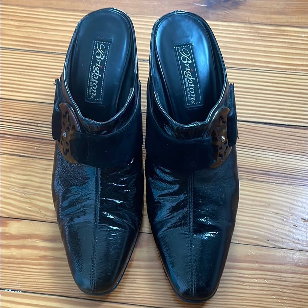 Brighton Black Leather Mule Pump Shoes